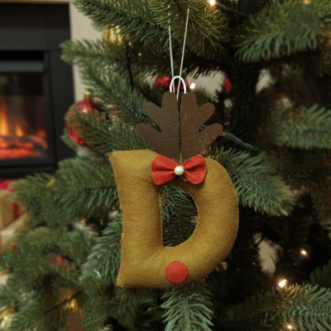 Personalized Handmade Christmas Theme Initial Ornament For Tree Decoration