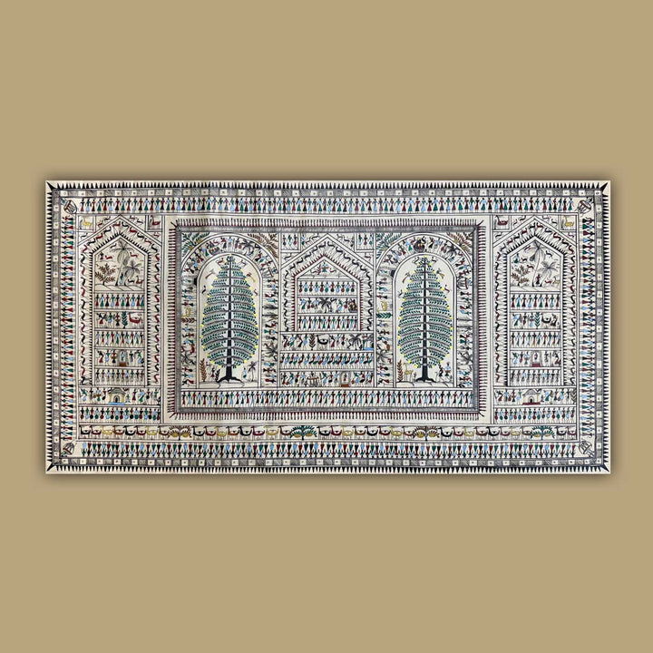 24 X 40 Inch | Handmade Silk Saura Tribal Art Of Odisha Painting