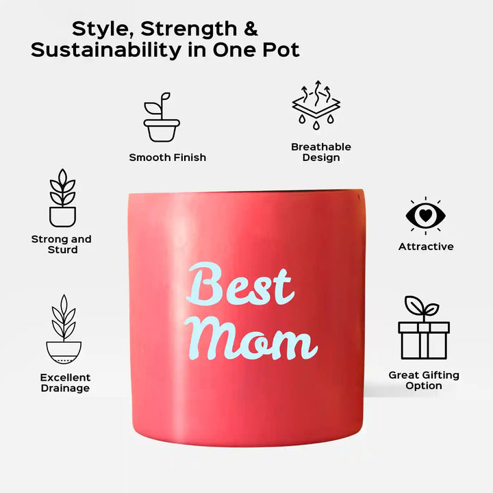 Customized Hand-Painted Best Mom Theme Terracotta Planter