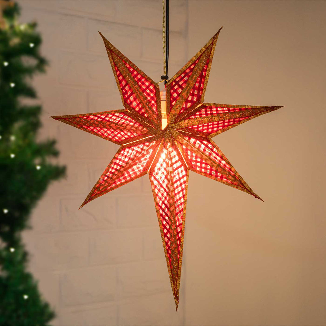 Foldable Handmade Bamboo Hope Red Christmas Star