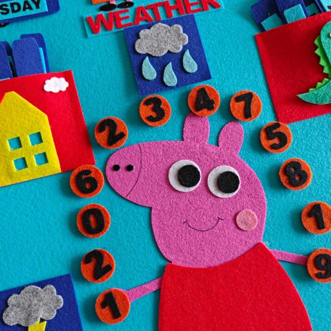 Personalized Handmade Peppa Pig Theme Felt Wall Calender