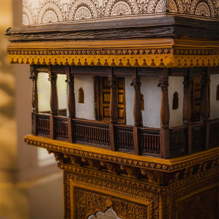Handcrafted Sehar Haveli Miniature Haveli Facade Table Lamp For Home Decor