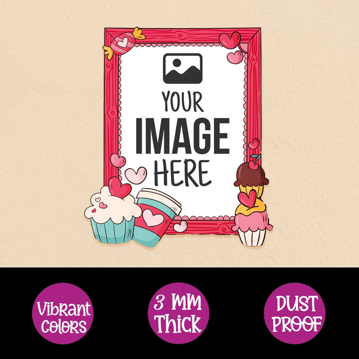 Photo Personalized Dessert Love Theme Wooden Fridge Magnet
