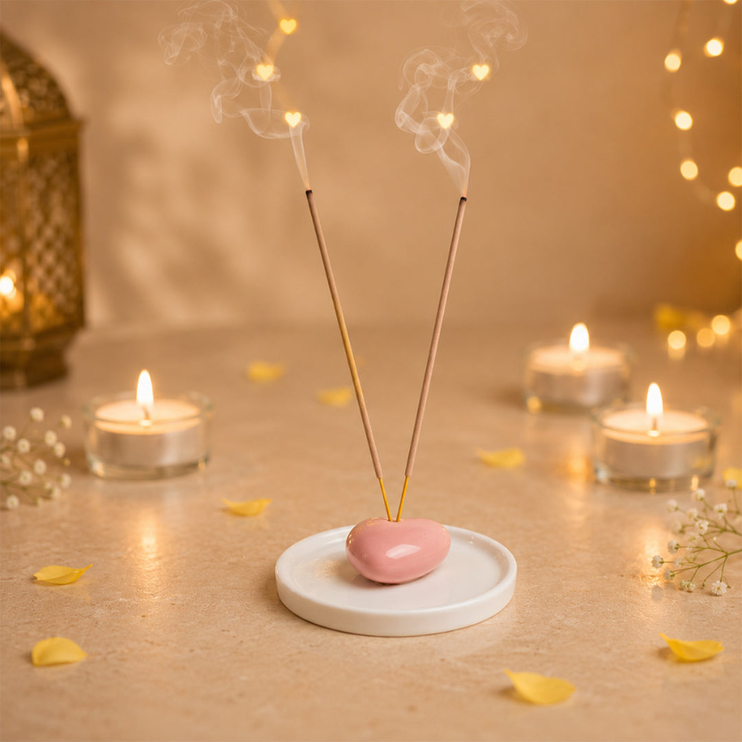 Shubh Aarambh Diwali Gift Hamper With Agarbatti Stand, Small Urli Soy Wax Candle And Shubh Labh Charan For Festive Gifting