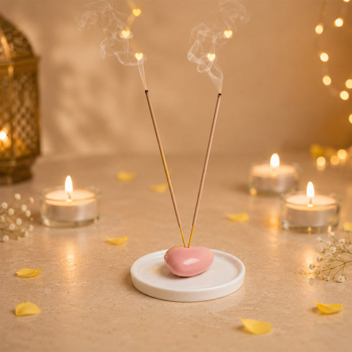 Shubh Aarambh Diwali Gift Hamper With Agarbatti Stand, Small Urli Soy Wax Candle And Shubh Labh Charan For Festive Gifting