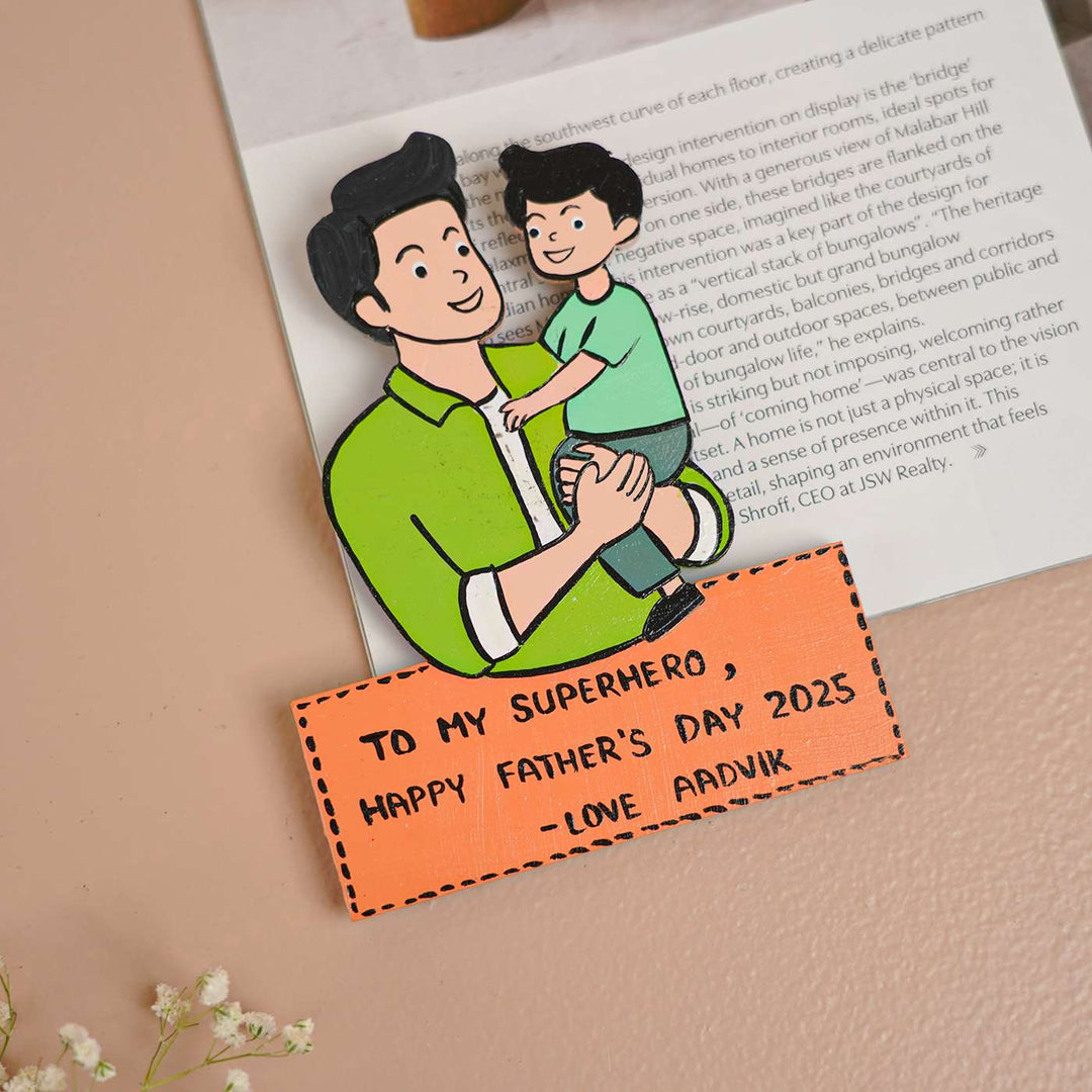 Personalized Caricature Cutout MDF Wood Fridge Magnet For Fathers
