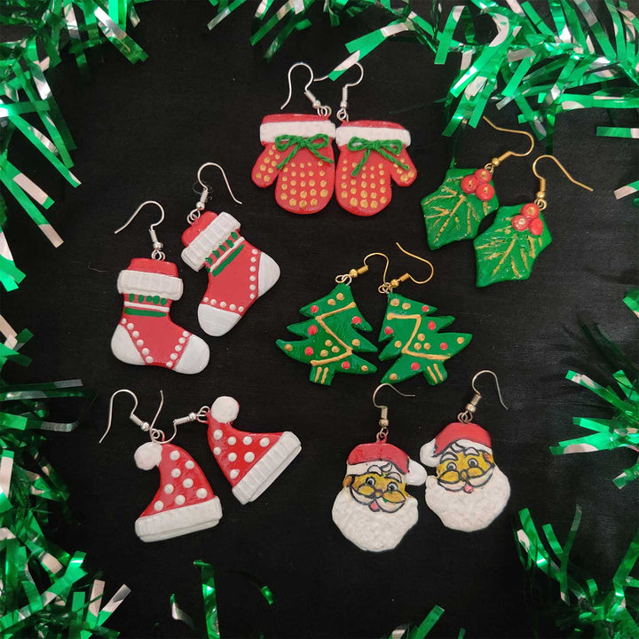 Handmade Christmas Stocking Clay Earrings | Secret Santa Gift Ideas