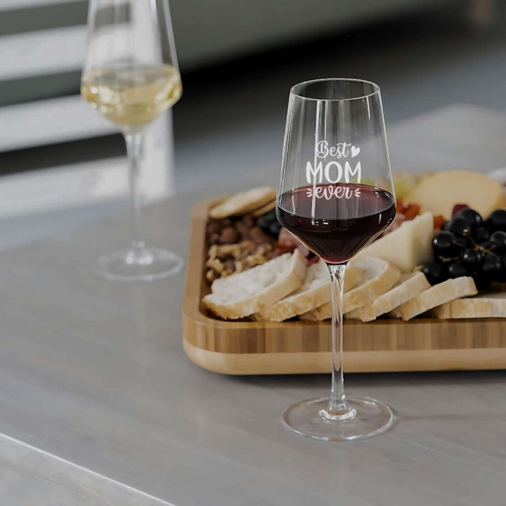 Personalized Engraved Best Mom Ever Theme Wine Glass | 435 ml