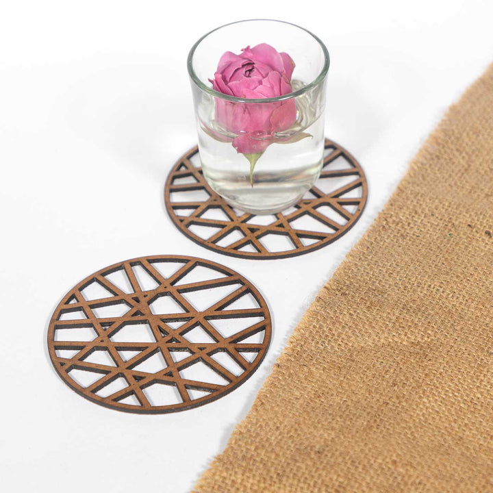 Web Pattern Sleek MDF Coaster Set  | Set of 6