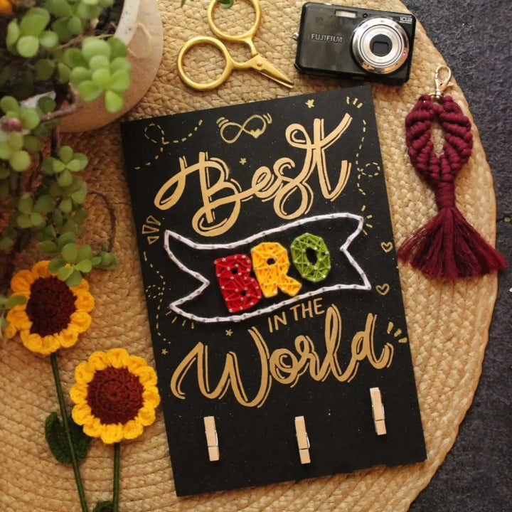Handmade String Art "Best Bro In The World" Mdf Wood Decorative Plaque