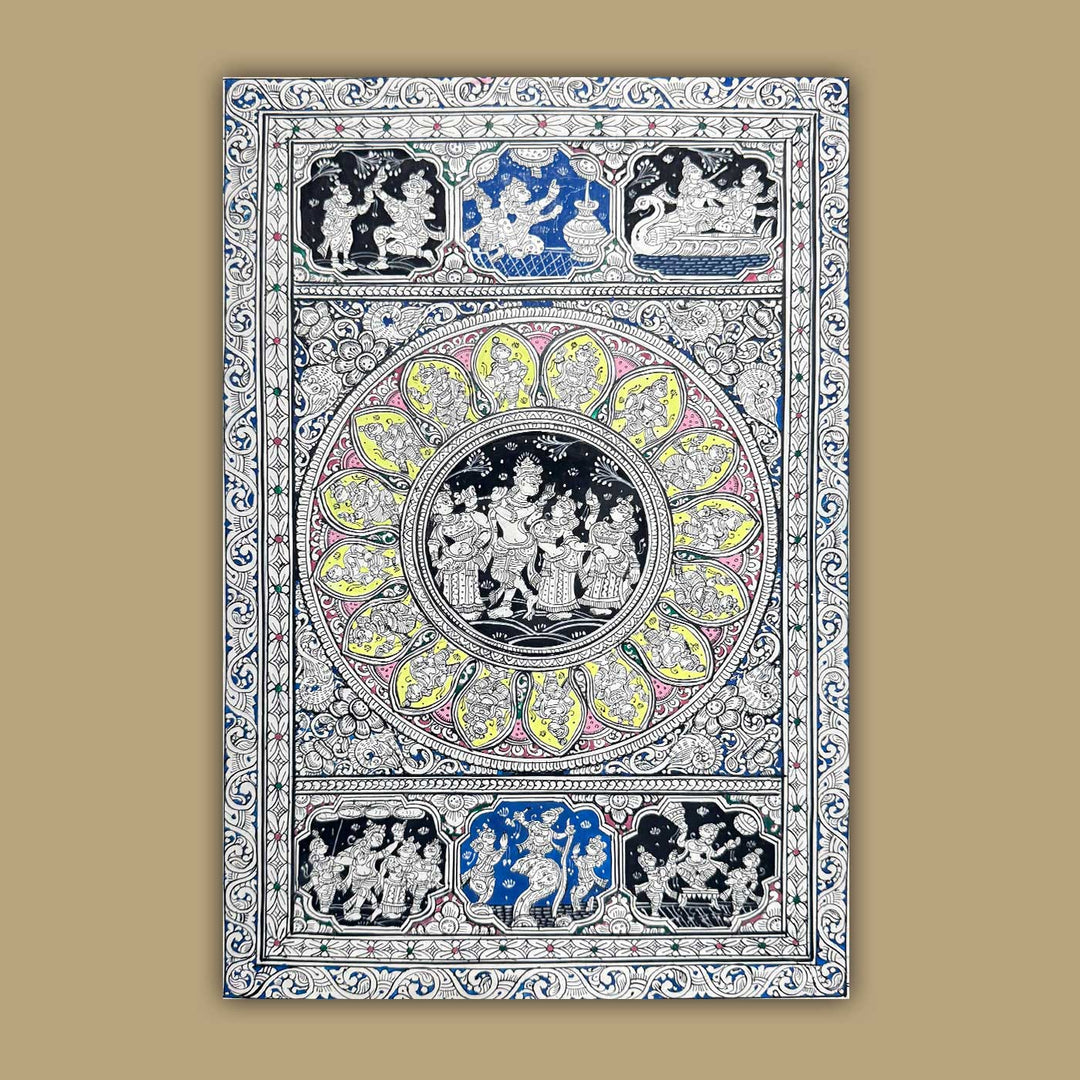 19 X 13 Inch | Handmade Canvas Story Of Krishna Painting