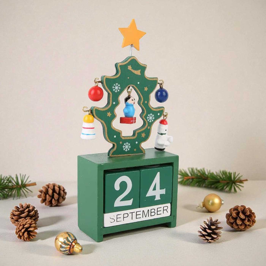 Handmade Wooden Count Down To Merry Day Green DIY Advent Calendar