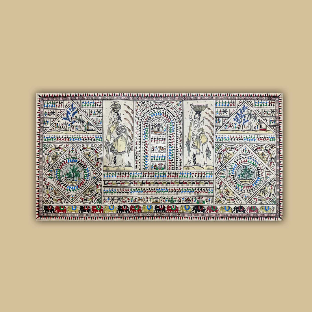 24 X 40 Inch | Handmade Silk Saura Tribal Art Of Odisha Painting