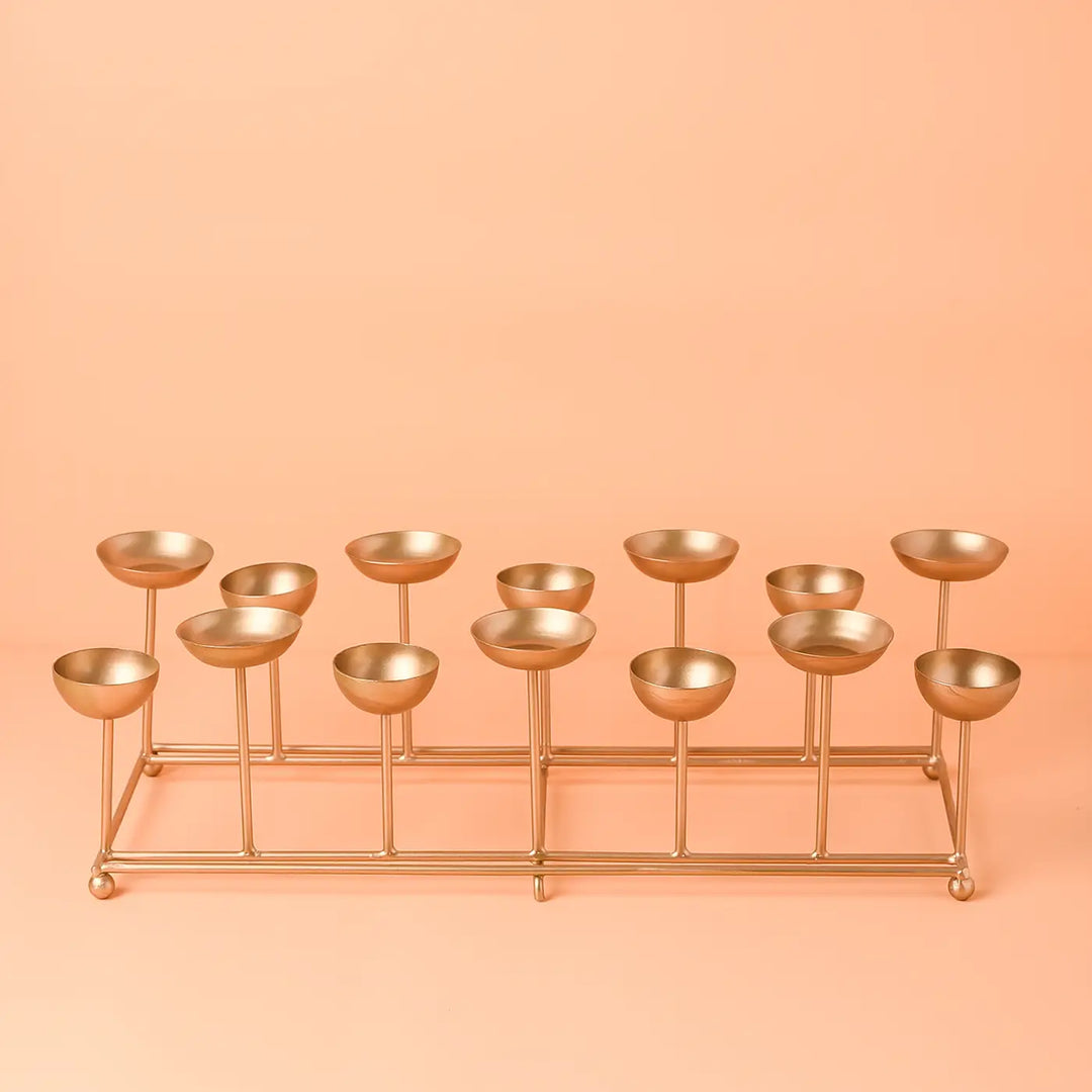 18 Inch | Decorative Small 2 Row Metal Tealight Holder