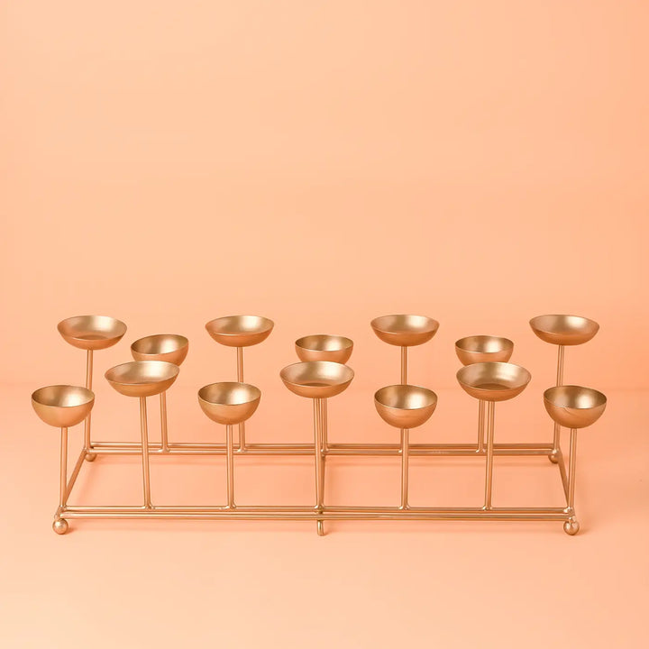 18 Inch | Decorative Small 2 Row Metal Tealight Holder