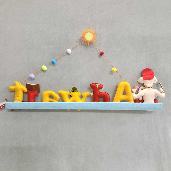 Personalized Shri Ganesha Theme Felt Kids Name Plate