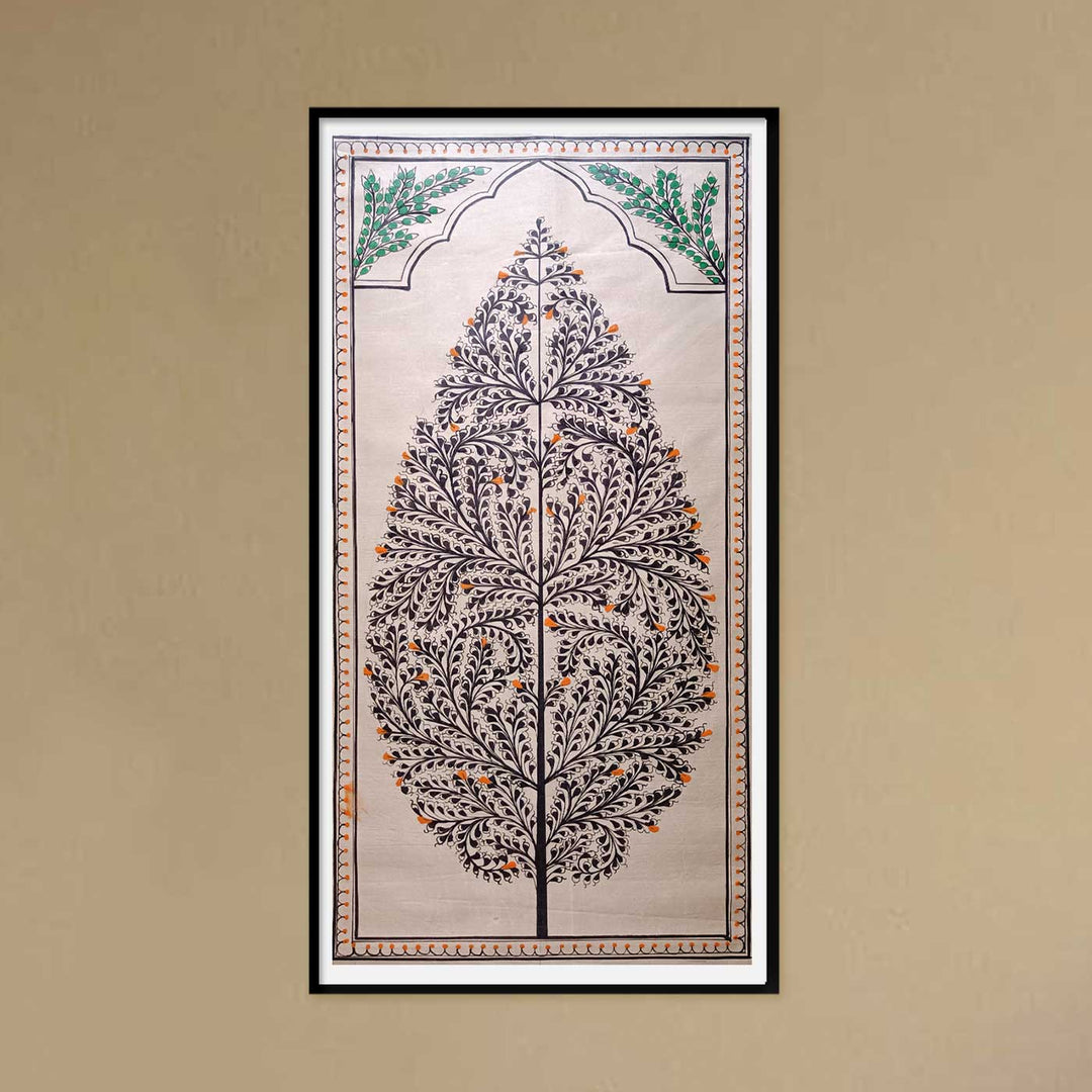 11 X 19 Inch | Handmade Tussar Silk Tree Of Life Painting