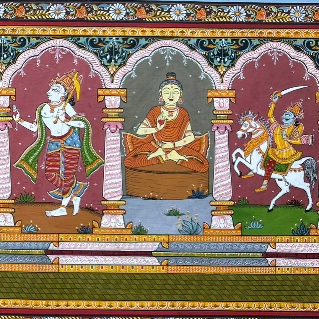 51 X 15 Inch | Handmade Canvas Dashavataar Painting