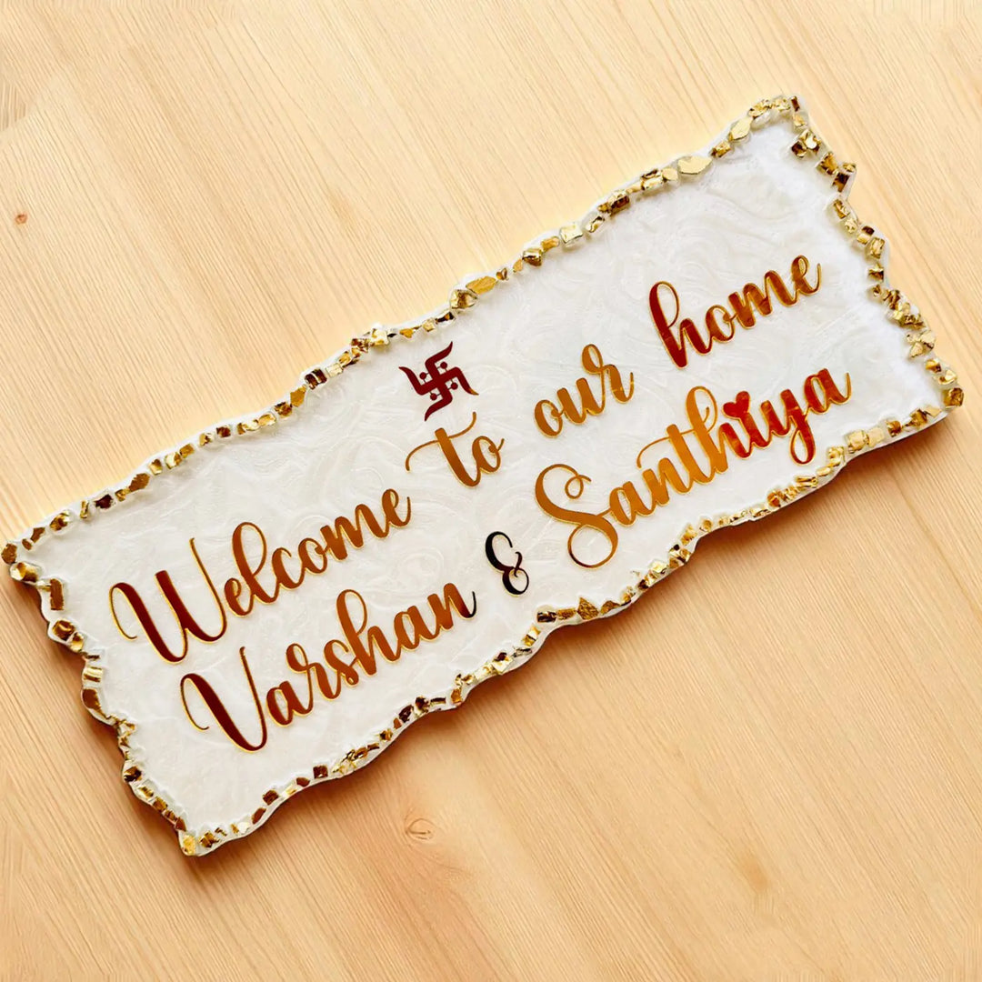 Personalized White & Gold Resin Name Plate