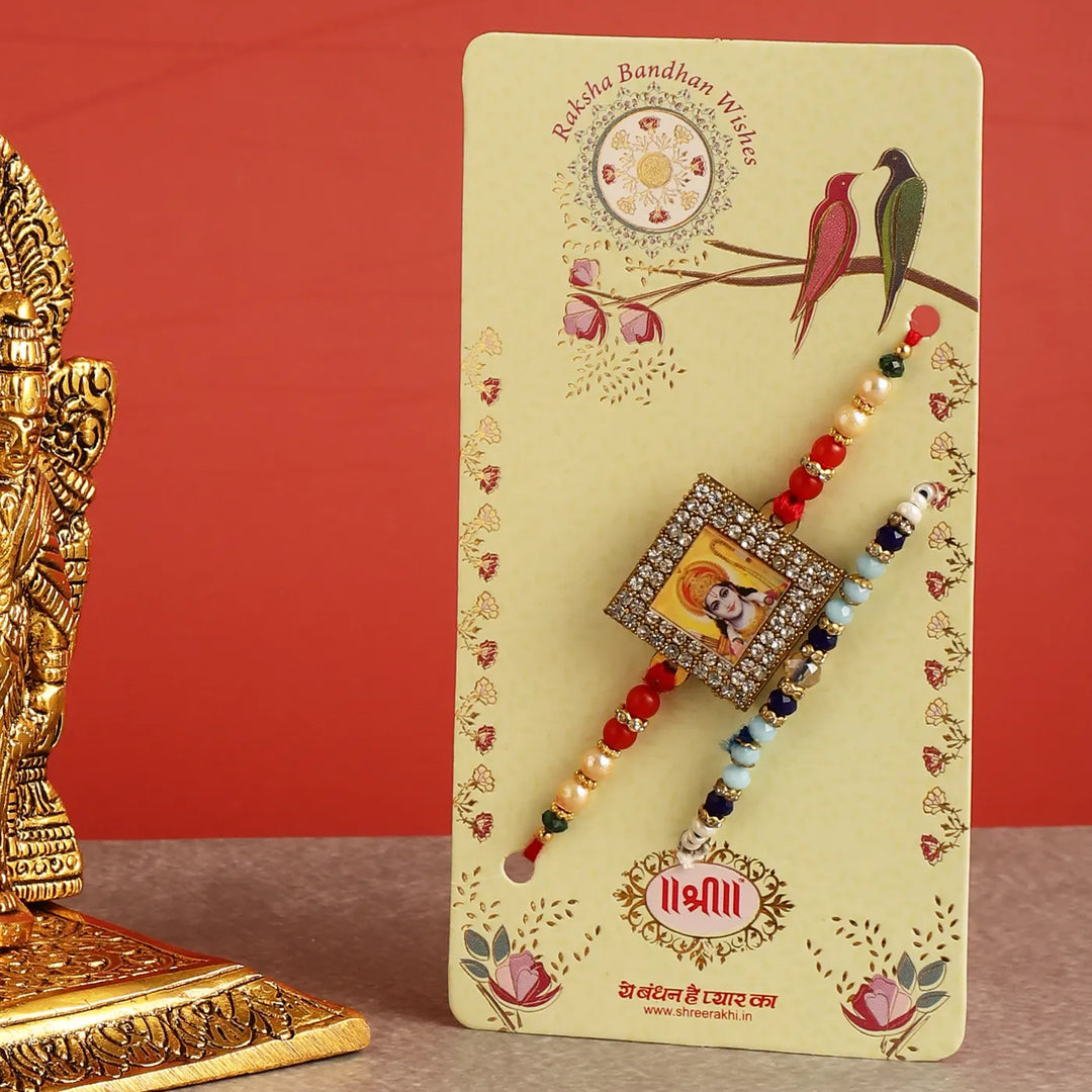 Handmade Shri Ram Rakhi Hamper | Includes 1 Ramdarbar Idol, 2 Rakhis, 1 Roli Chawal