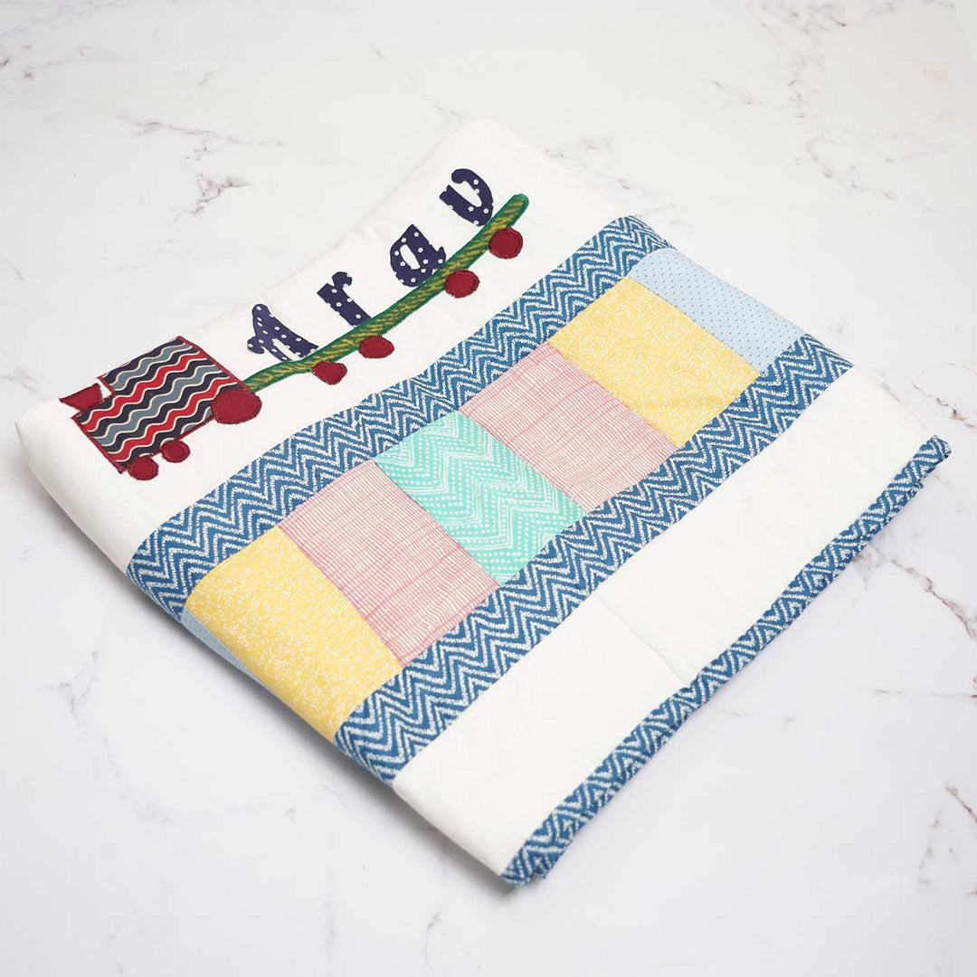 Personalized Steam Engine Theme Cotton Quilt For Kids