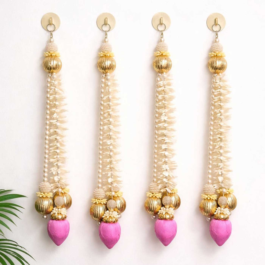 Handcrafted Jasmine Artificial Flower, Pearl and Lotus Door Hangings