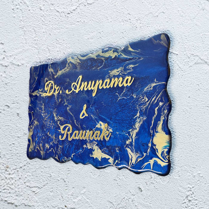 Personalized Navy Blue & Gold Design Resin Name Plate