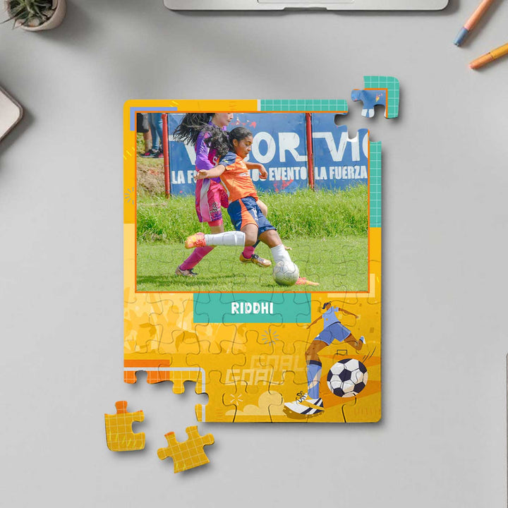 Photo Personalized Football Goals Girl Theme Acrylic Puzzle
