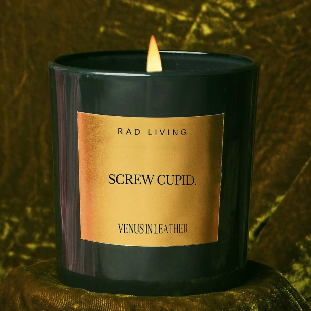 Hand Poured Screw Cupid, Venus in Leather Scented Soy Wax Candle