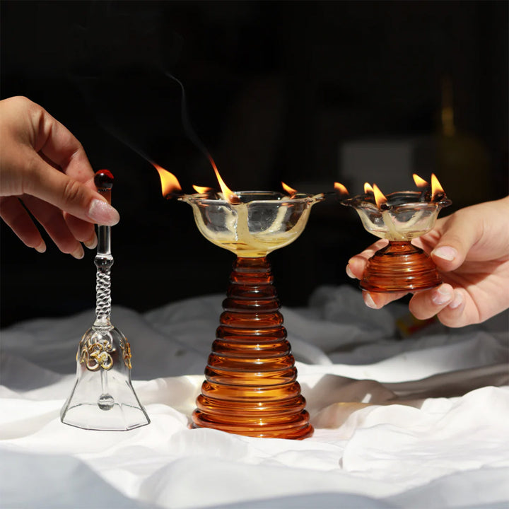 Handmade Amber Ringing Glass Bell | 5.9 inch