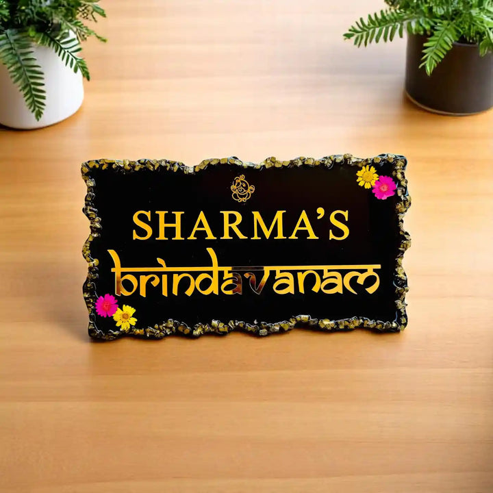 Personalized Black Ganesha Theme Resin Name Plate