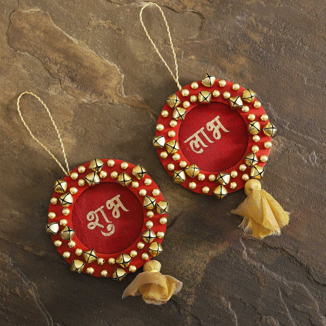 Handmade Ghungroo Shubh Labh MDF Wood Hanging
