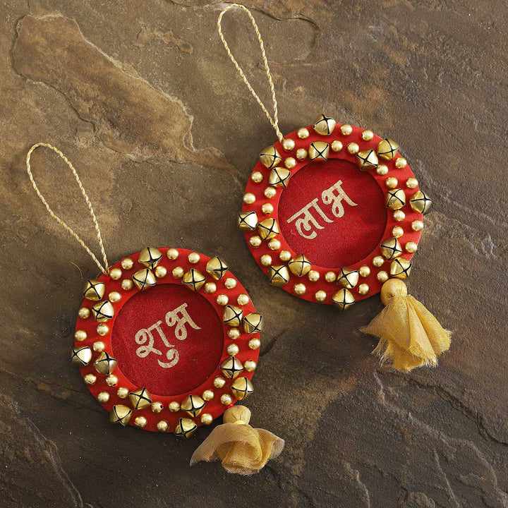 Handmade Ghungroo Shubh Labh MDF Wood Hanging