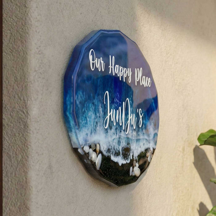 Personalized Blue Beach Theme Resin Name Plate