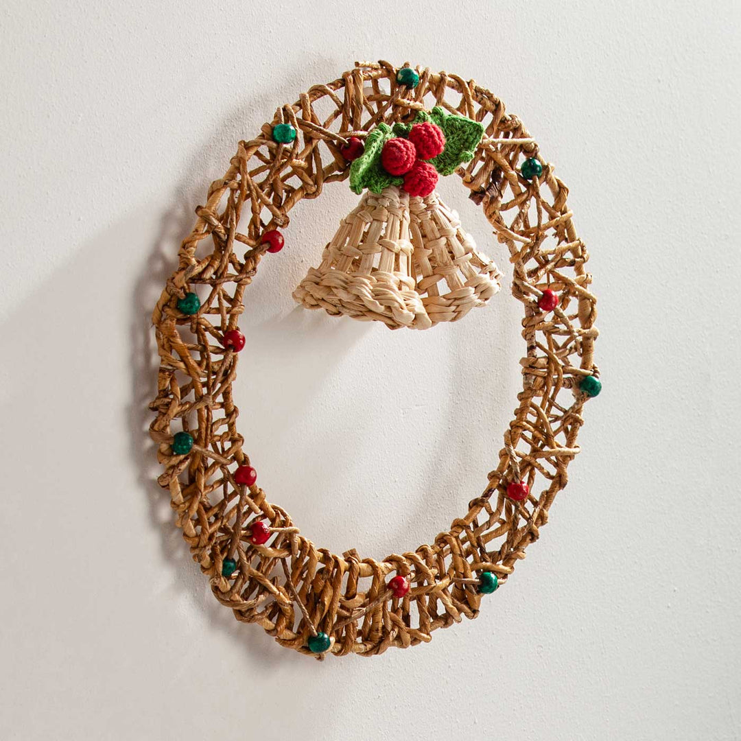 Lightweight Handmade Banana Rope Jingle Bell Wreath