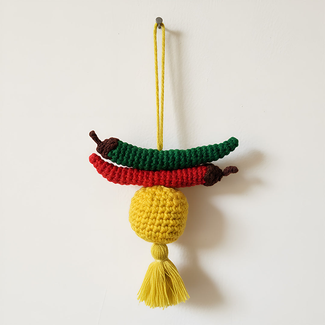 Handmade Crochet Nimbu Mirchi Hanging