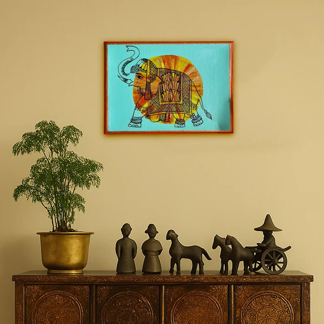 7 x 5 Inch | Rythms of Nature | Original Hand Painted Madhubani Painting On Canvas