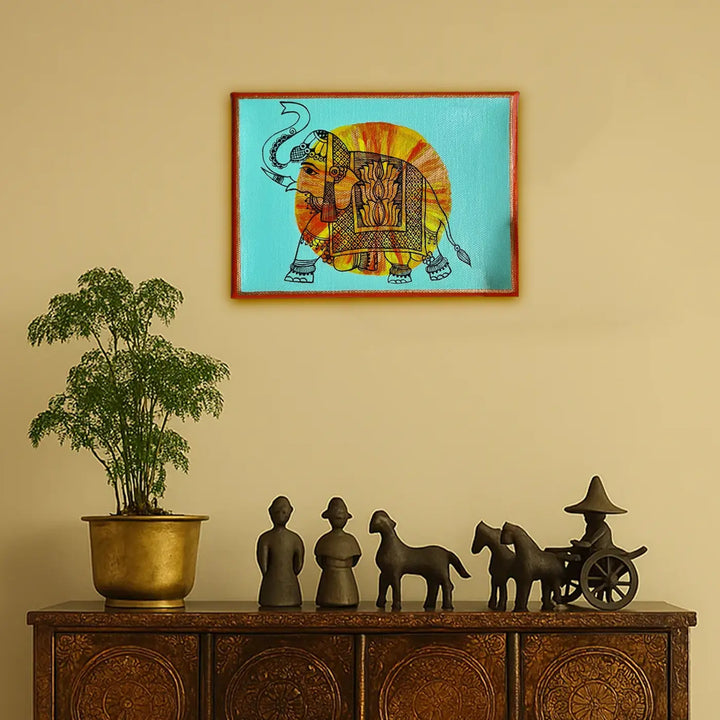 7 x 5 Inch | Rythms of Nature | Original Hand Painted Madhubani Painting On Canvas