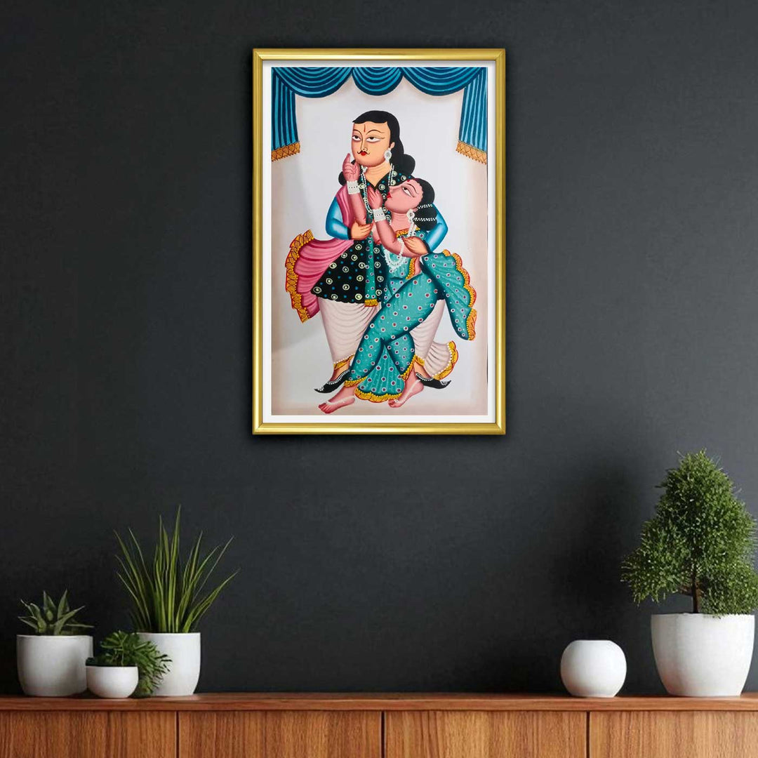 14 x 22 Inch | Sacred Milan | Original Hand Painted Kalighat Painting | Natural Colors On Paper