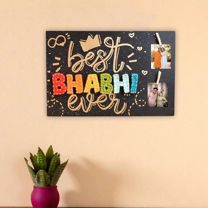 Handmade String Art "Best Bhabhi Ever" Mdf Wood Decorative Plaque