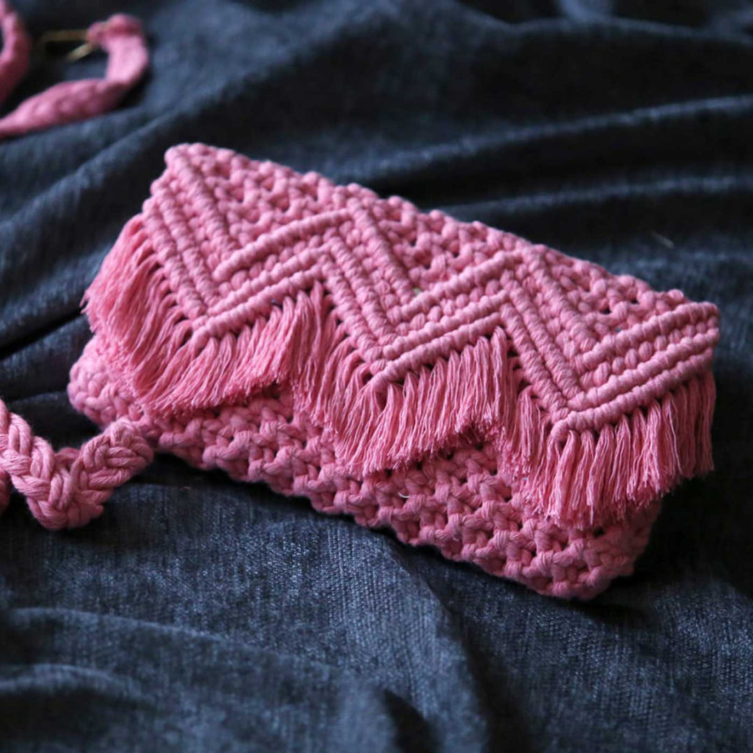 Handmade Macrame Boho Flap Sling Bag