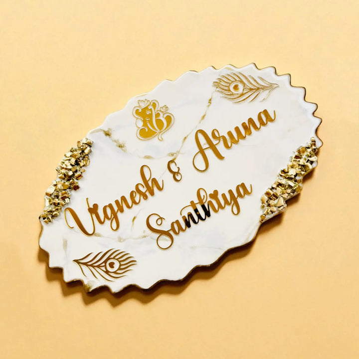 Personalized White Oval Resin Name Plate