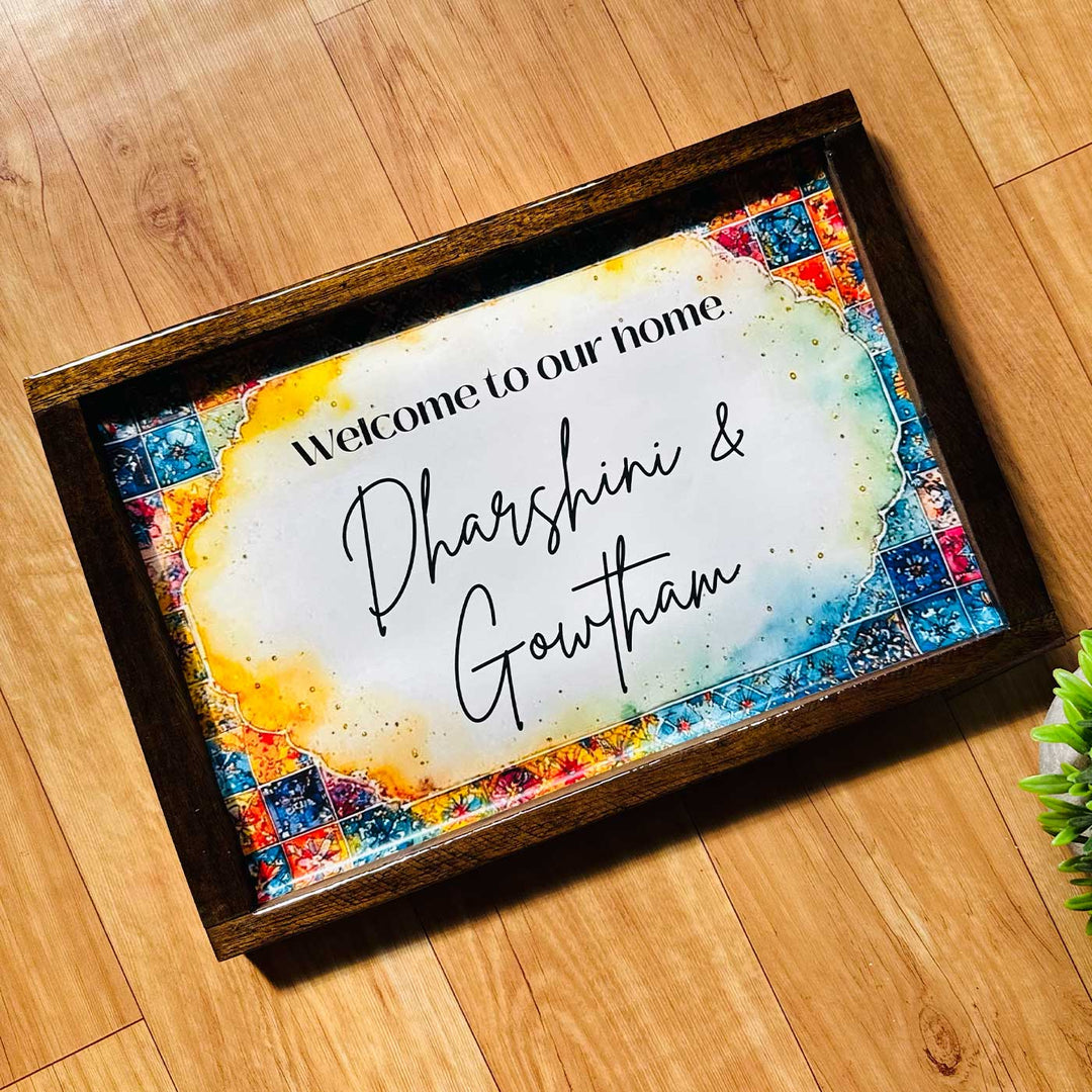 Vibrant Vintage Personalized Resin Wooden Frame Name Plate