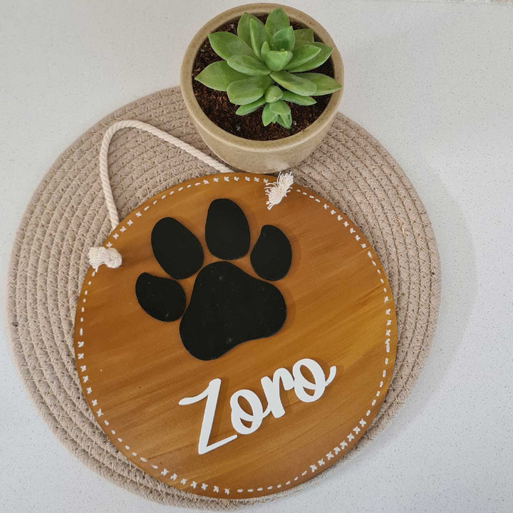 Personalized Paw Print Theme MDF Wood Name Plate For Pets