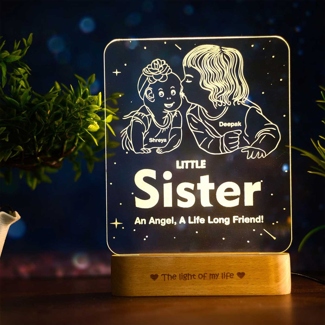 Personalized Engraved Angels Glow Acrylic Table Lamp