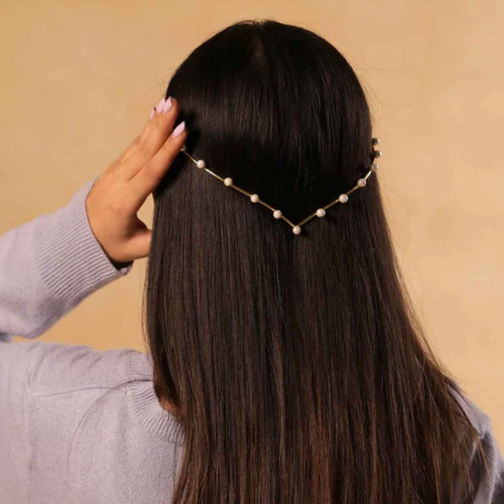 Handmade Moti-Ful 18k Gold Plated Reverse Headband For Weddings