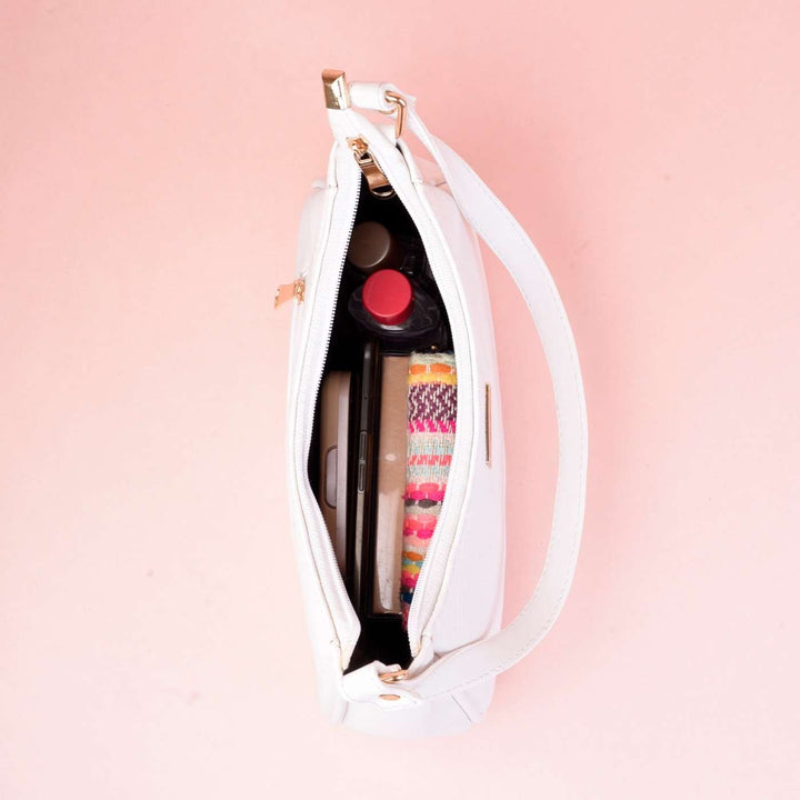 Peonies and Plumeria Vegan Leather Baguette Bag