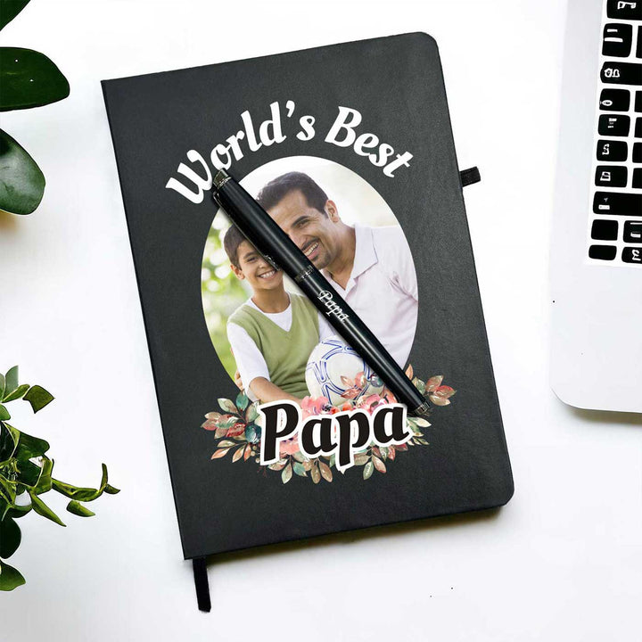 Photo Personalized "World's Best Papa" Notebook With Pen For Fathers