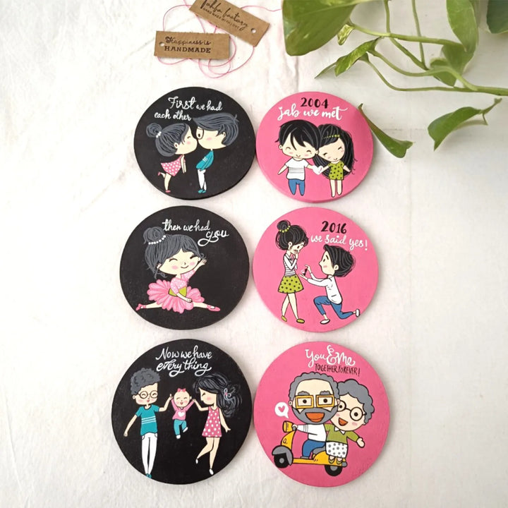 Personalized Hand-Painted Story MDF Wood Fridge Magnet | Set Of 3