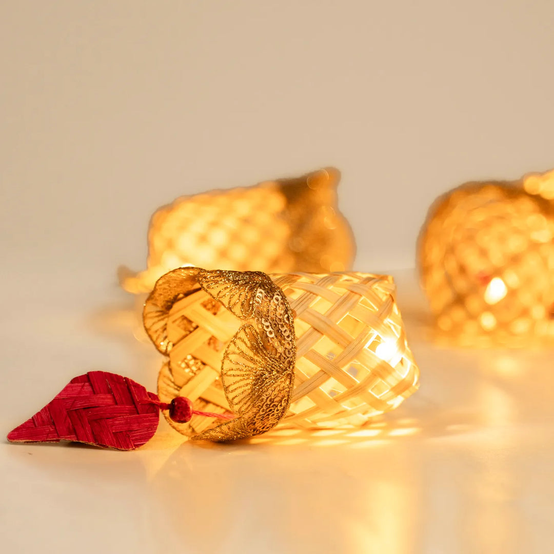 3m, 10 Bulbs | Bell Shaped Eco-Friendly Handmade Woven Bamboo LED Fairy Light